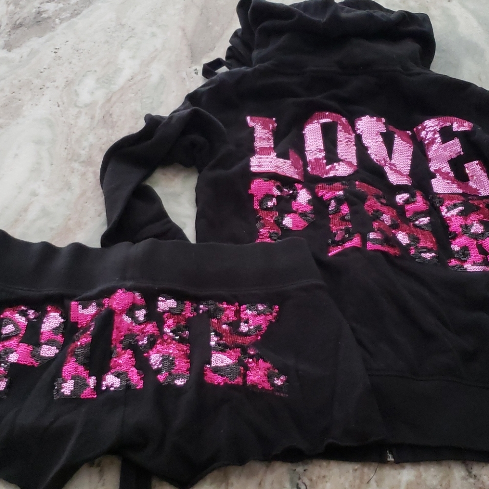 Victoria's secret bling sweatsuit small leopard